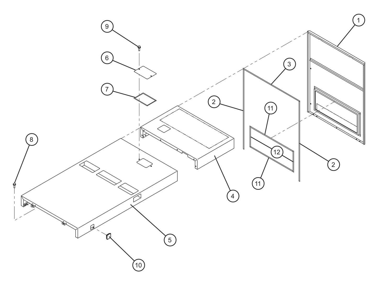 Front and Top Enclosure Panels Assembly Parts for MAXI-POWER 65 (T4F) (24-000500 and UP) by Allmand