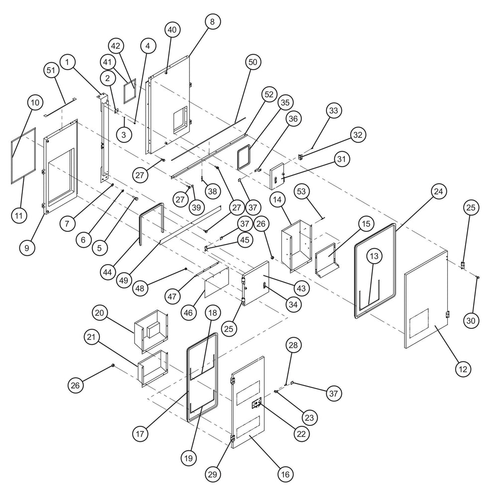 Right Enclosure Panels and Doors Assembly Parts for MAXI-POWER 65 (T4F) (24-000500 and UP) by Allmand
