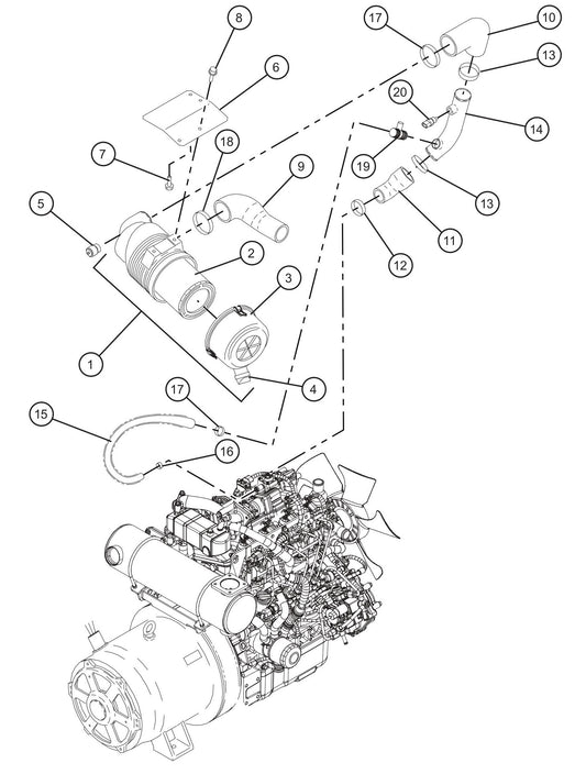 Engine Intake Group Assembly Parts for MAXI-POWER 25 (MP25) (T4F DSE CONTROLLER), (21-000001 and UP) by Allmand