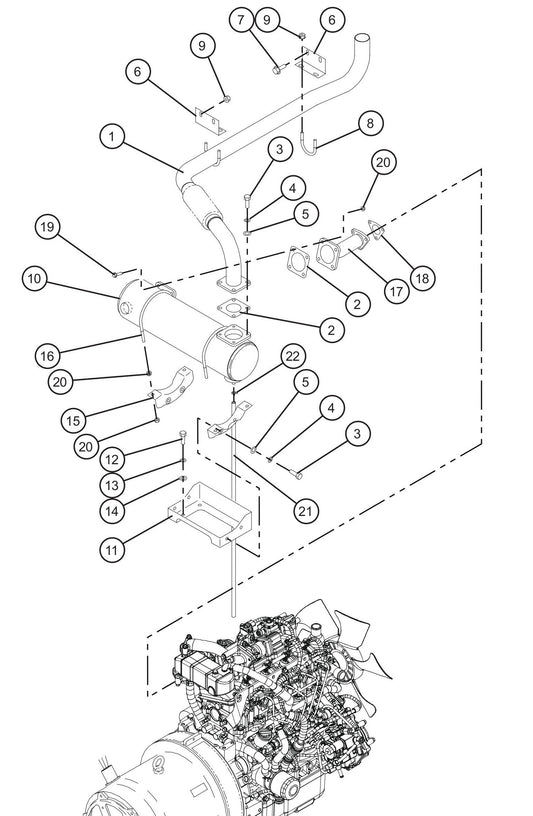 Engine Exhaust Group Assembly Parts for MAXI-POWER 25 (MP25) (T4F DSE CONTROLLER), (21-000001 and UP) by Allmand