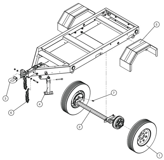 United Alloy Trailer Axle, Jack, and Coupler Assembly Parts for MAXI-POWER 25 (MP25) (T4F DSE CONTROLLER), (21-000001 and UP) by Allmand