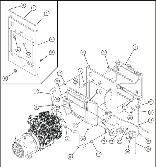 Engine Cooling Group Assembly Parts for MAXI-POWER 25 (MP25) (T4F DSE CONTROLLER), (21-000001 and UP) by Allmand