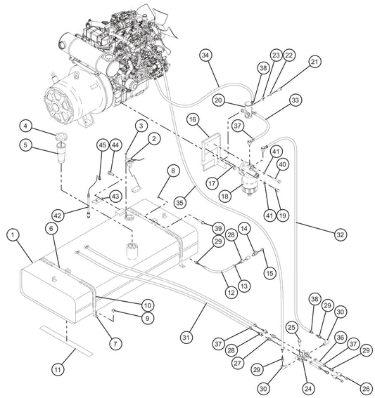 Fuel Tank and Fuel Lines Deep Sea Assembly Parts for MAXI-POWER 25 (MP25) (T4F DSE CONTROLLER), (21-000001 and UP) by Allmand