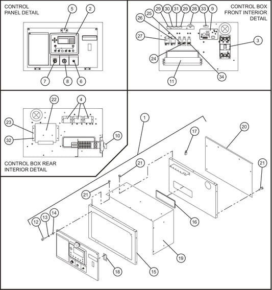 Deep Sea Control Box Group Assembly Parts for MAXI-POWER 25 (MP25) (T4F DSE CONTROLLER), (21-000001 and UP) by Allmand