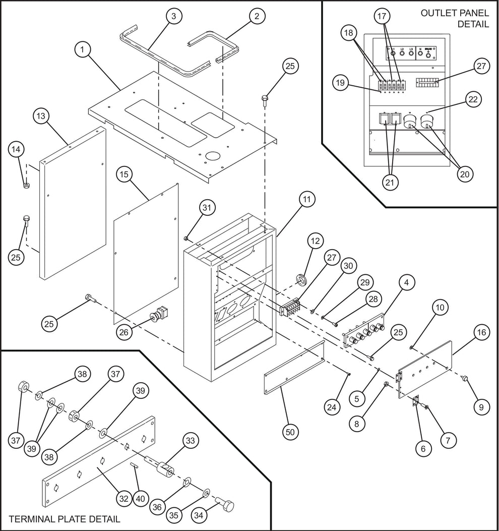 Deep Sea Outlet Box Group Assembly Parts for MAXI-POWER 25 (MP25) (T4F DSE CONTROLLER), (21-000001 and UP) by Allmand