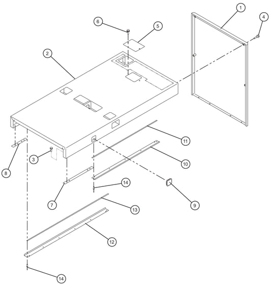 Front and Top Enclosure Panels Assembly Parts for MAXI-POWER 25 (MP25) (T4F DSE CONTROLLER), (21-000001 and UP) by Allmand
