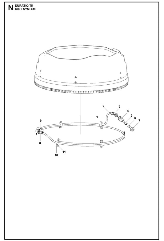 Mist System Parts For HTC T5 (4 kW) By Husqvarna