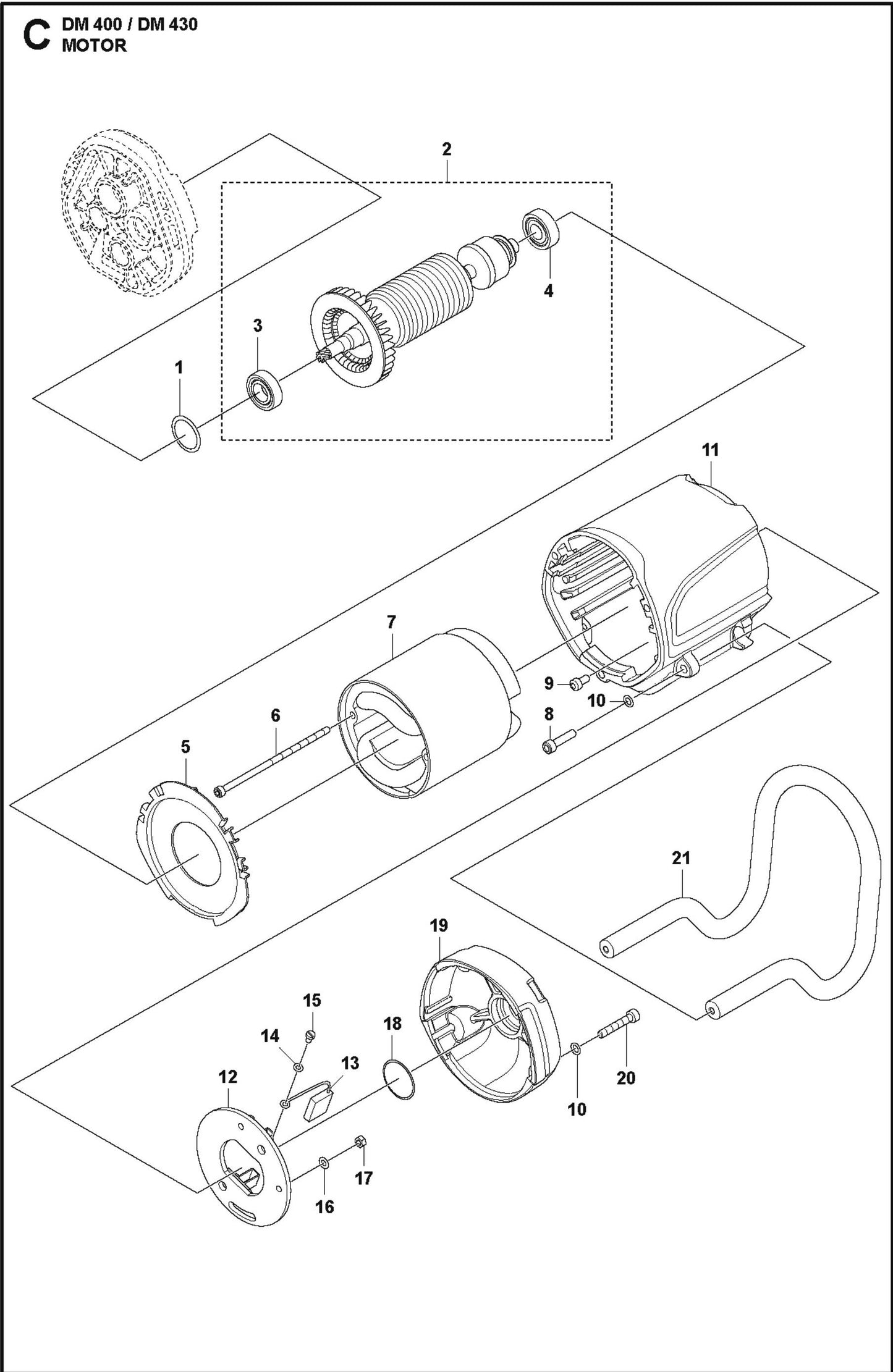 DM 400/ DM 430 Motor Parts For DM 400 By Husqvarna