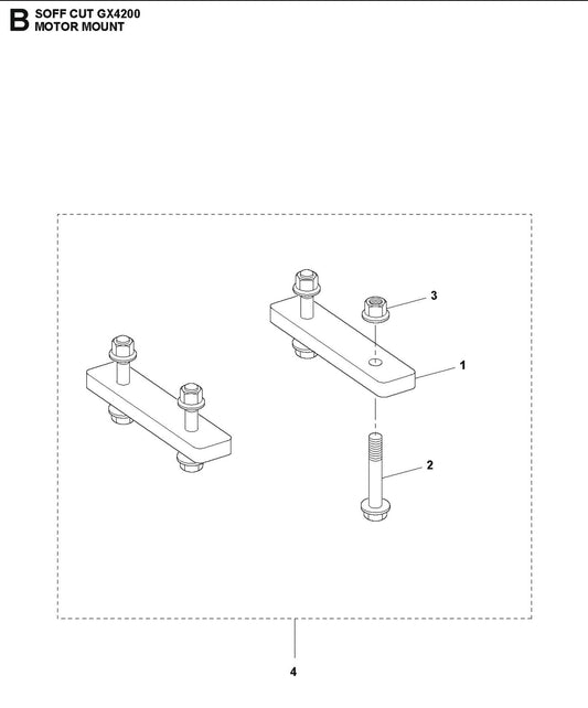 Motor Mount Parts For Soff Cut GX4200 by Husqvarna