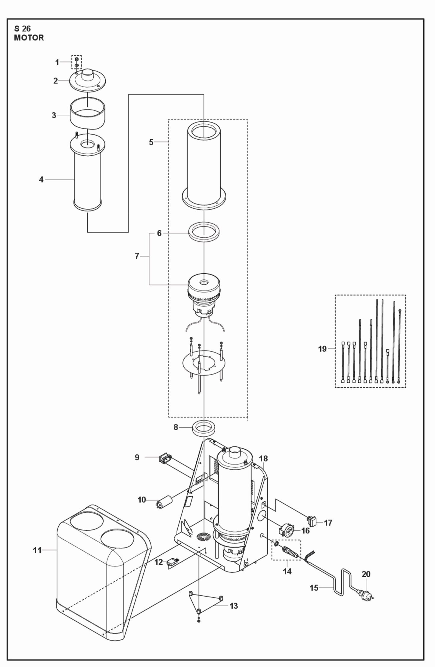 Motor Parts For S 26 Dust Extractor By Husqvarna