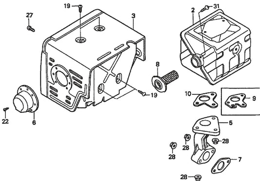 Honda GX390K1QWT2 Engine Muffler Assembly Parts For SP2 13H20 S13H20 S20H20 By Multiquip