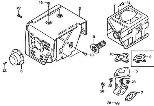 HONDA GX390K1QWT2/GX390U1QWT2 Engine Muffler Assembly Parts For SP1 Street Pro 1 Series By Multiquip