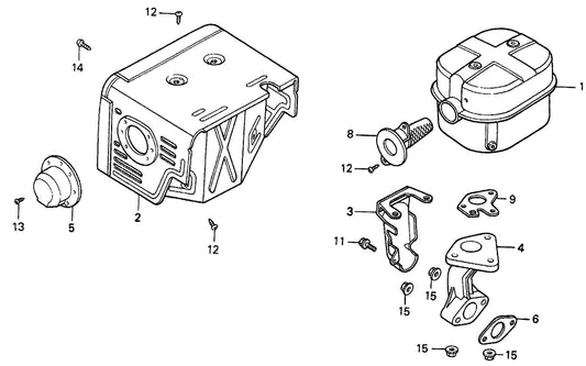 QP40TH HONDA GX340K1QA2 Engine Muffler Assembly Parts By Multiquip