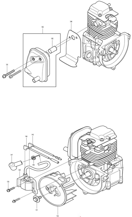 Muffler Ignition Coil Assembly Parts For BHX2500CA - 24.5 CC Blower, BHX2500 Blower Parts By Makita