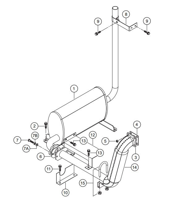 Muffler Assembly Parts-DIS100SSK4F KUBOTA D1005-E4B DIESEL ENGINE