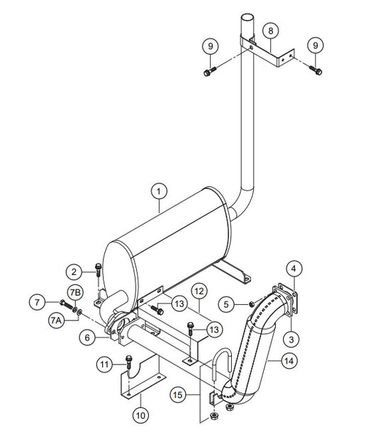 Muffler Assembly Parts-DIS100SSK4F KUBOTA D1005-E4B DIESEL ENGINE