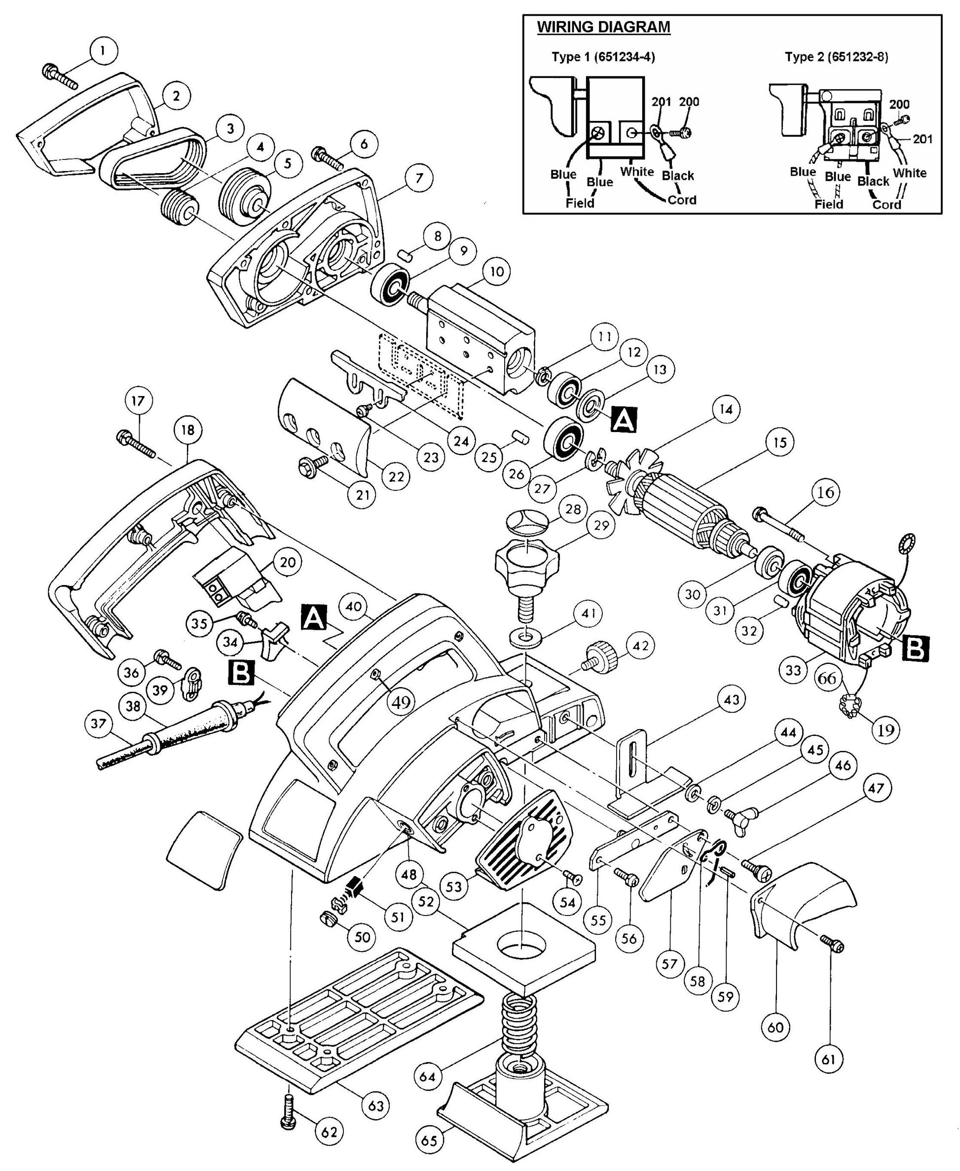 N1923B Planer Assembly Parts By Makita