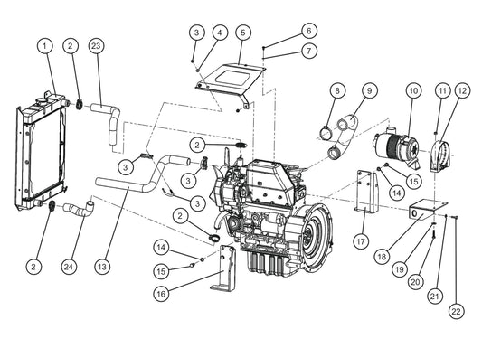 Kubota Engine Assembly Group (1 of 3) Parts for Night Light NL5000 (0001NL500016 TO 9999NL500016) by Allmand