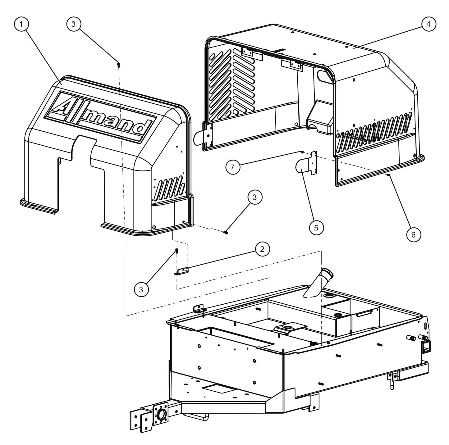 Front and Rear Cover Group (1 of 4) Assembly Parts for Night Light NL5000 (0001NL500016 TO 9999NL500016) by Allmand