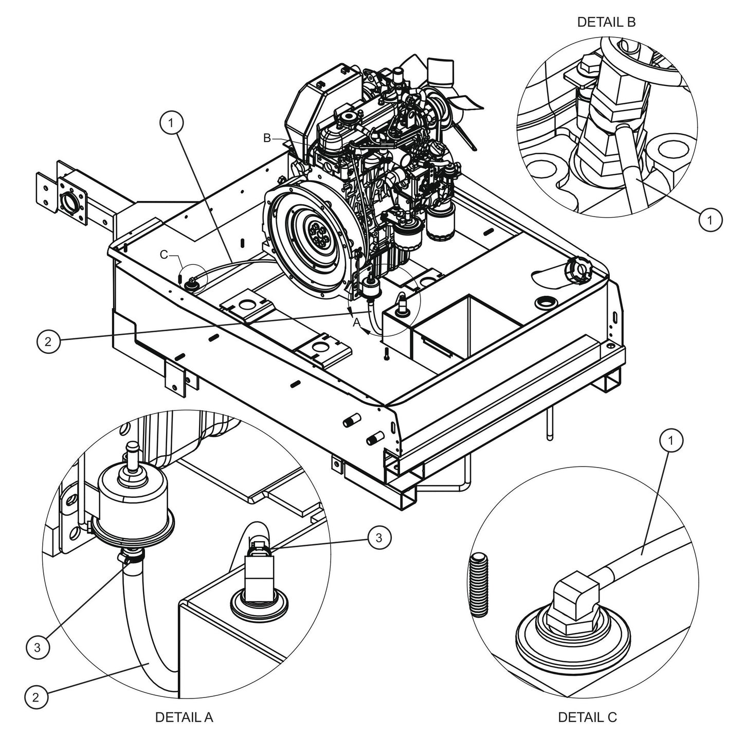 Kubota Engine Fuel Lines Assembly Parts for Night Light NL5000 (0001NL500016 TO 9999NL500016) by Allmand