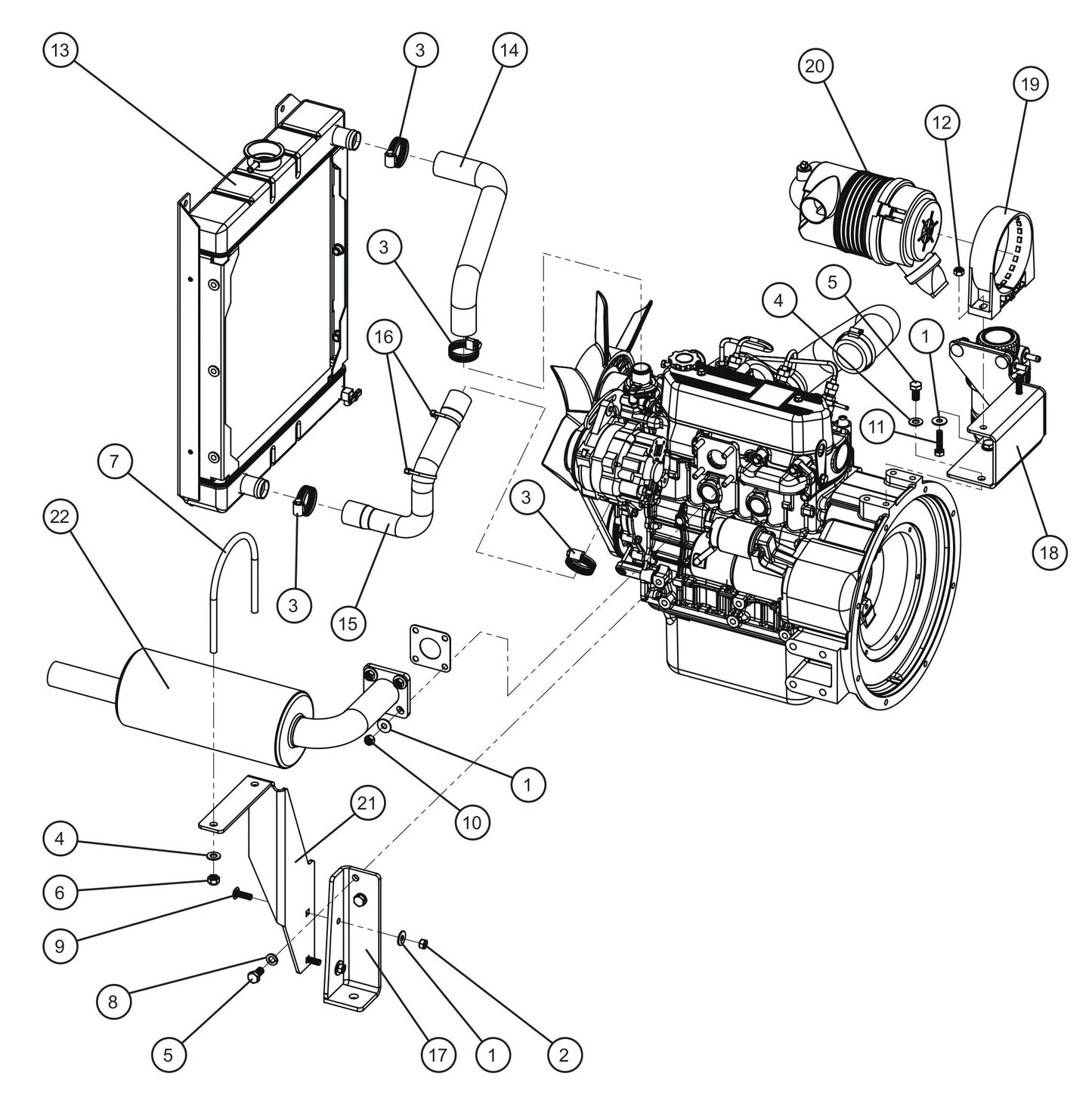 Mitsubishi Engine Assembly Group (1 of 5) Parts for Night Light NL5000 (0001NL500016 TO 9999NL500016) by Allmand