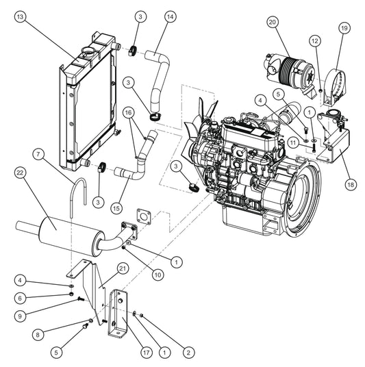 Mitsubishi Engine Assembly Group (1 of 5) Parts for Night Light NL5000 (0001NL500016 TO 9999NL500016) by Allmand