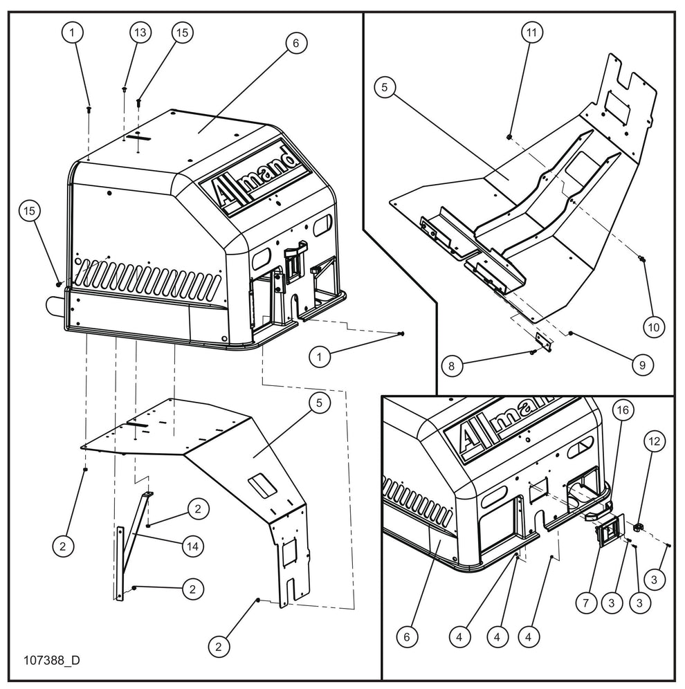 Front and Rear Cover Group (2 of 4) Assembly Parts for Night Light NL5000 (0001NL500016 TO 9999NL500016) by Allmand