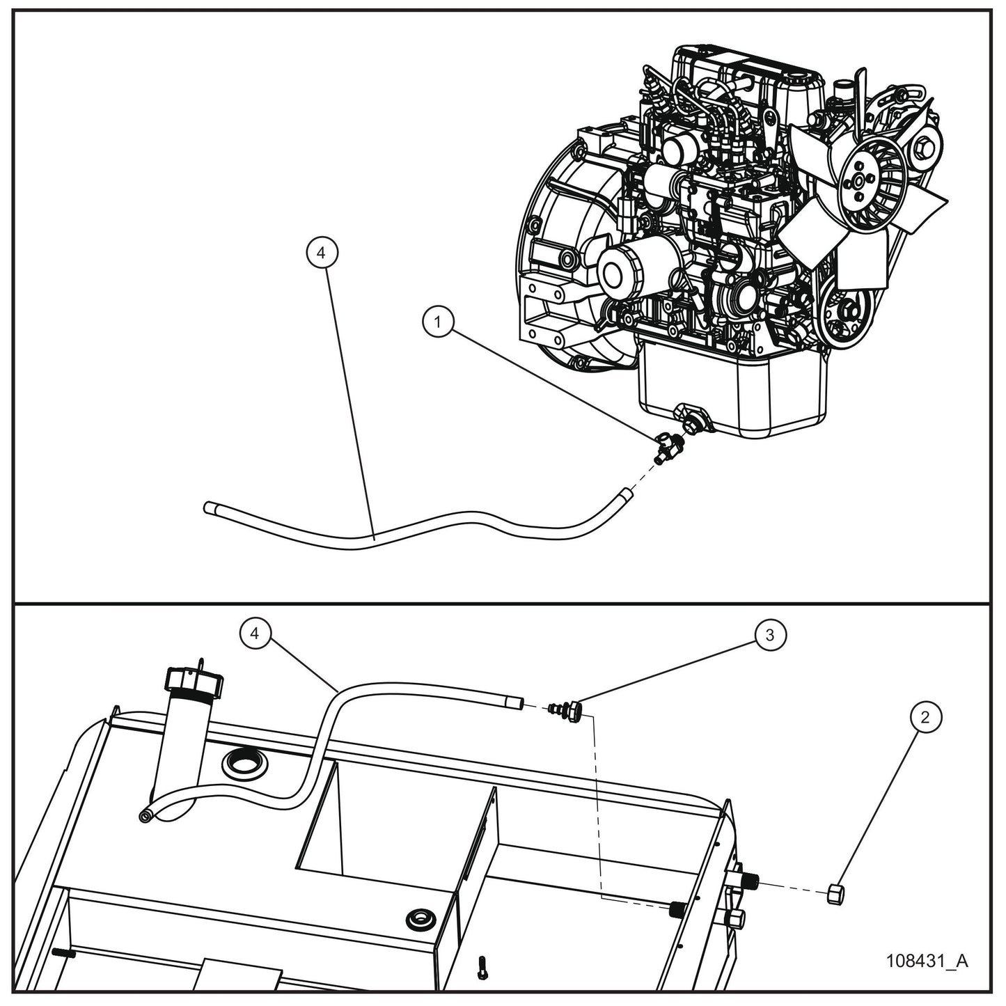 Mitsubishi Engine Remote Oil Drain Assembly Parts for Night Light NL5000 (0001NL500016 TO 9999NL500016) by Allmand