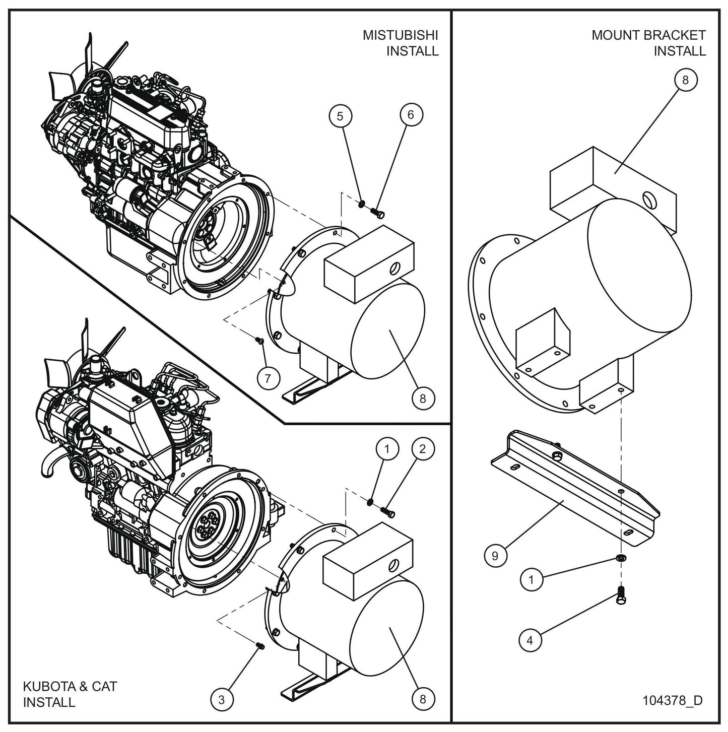Athlon 8kW 60Hz Generator Assembly Parts for Night Light NL5000 (0001NL500016 TO 9999NL500016) by Allmand