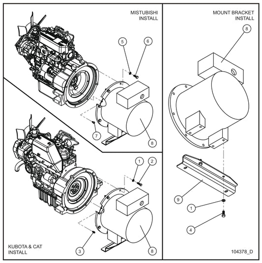 Athlon 8kW 60Hz Generator Assembly Parts for Night Light NL5000 (0001NL500016 TO 9999NL500016) by Allmand