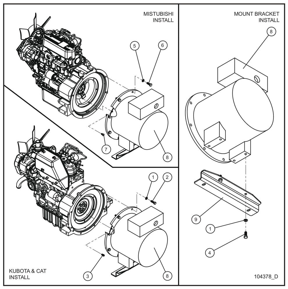 Athlon 8kW 60Hz Generator Assembly Parts for Night Light NL5000 (0001NL500016 TO 9999NL500016) by Allmand