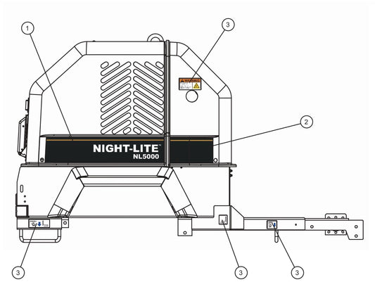 Right Side Decals Assembly Parts for Night Light NL5000 (0001NL500016 TO 9999NL500016) by Allmand