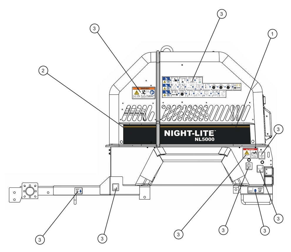 Left Side Decals Assembly Parts for Night Light NL5000 (0001NL500016 TO 9999NL500016) by Allmand