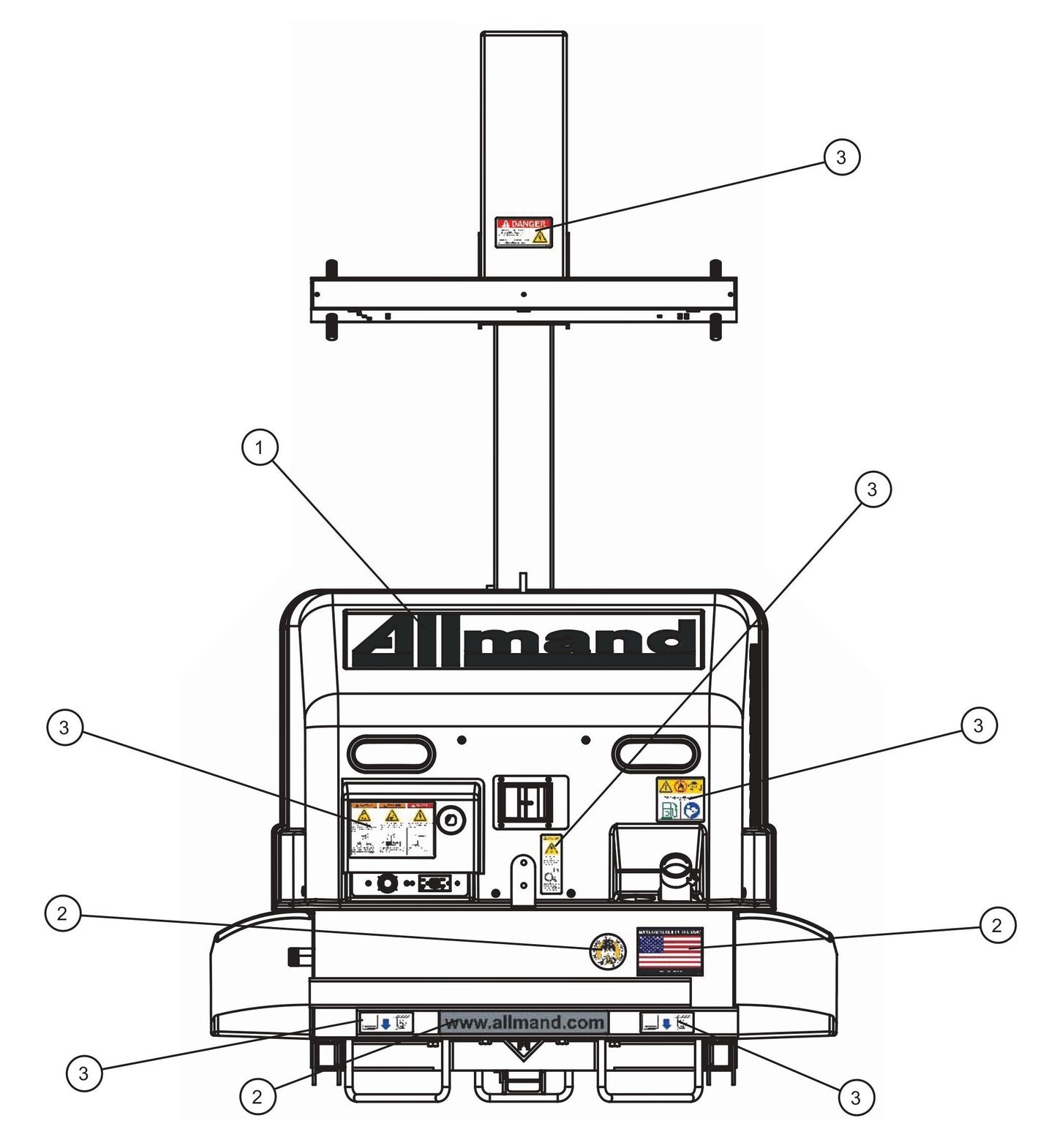 Back Side Decals Assembly Parts for Night Light NL5000 (0001NL500016 TO 9999NL500016) by Allmand