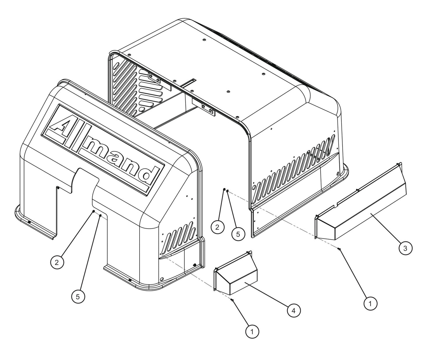 Front and Rear Cover Group (4 of 4) Assembly Parts for Night Light NL5000 (0001NL500016 TO 9999NL500016) by Allmand