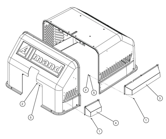 Front and Rear Cover Group (4 of 4) Assembly Parts for Night Light NL5000 (0001NL500016 TO 9999NL500016) by Allmand