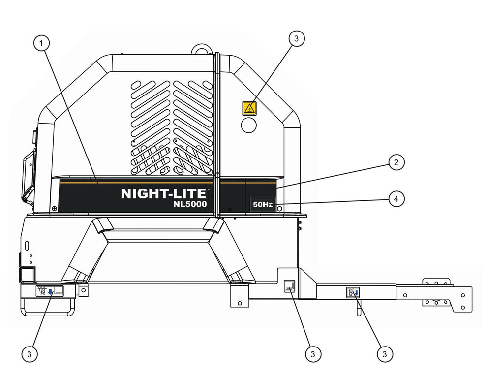 Wordless Right Side Decals Assembly Parts for Night Light NL5000 (0001NL500016 TO 9999NL500016) by Allmand