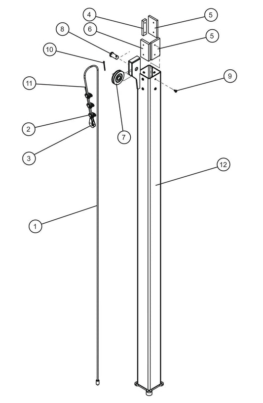 Manual Vertical Tower (3 of 4) Assembly Parts for Night Light NL5000 (0001NL500016 TO 9999NL500016) by Allmand