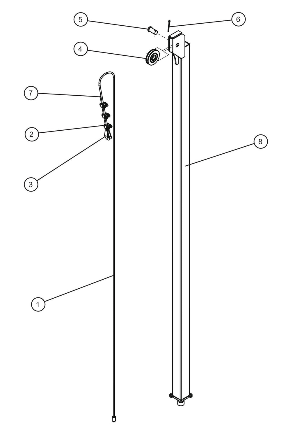 Manual Vertical Tower (4 of 4) Assembly Parts for Night Light NL5000 (0001NL500016 TO 9999NL500016) by Allmand