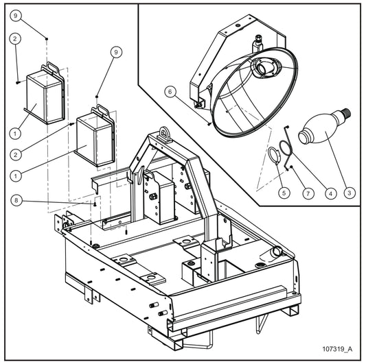 1250W Lamps with 60Hz 120V Ballasts Assembly Parts for Night Light NL5000 (0001NL500016 TO 9999NL500016) by Allmand