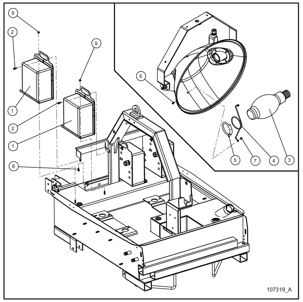 1250W Lamps with 60Hz 120V Ballasts Assembly Parts for Night Light NL5000 (0001NL500016 TO 9999NL500016) by Allmand