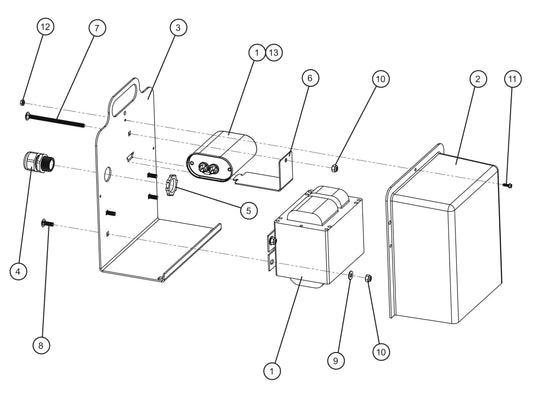 1250W 60Hz 120V Single Ballast Box Assemby Parts for Night Light NL5000 (0001NL500016 TO 9999NL500016) by Allmand