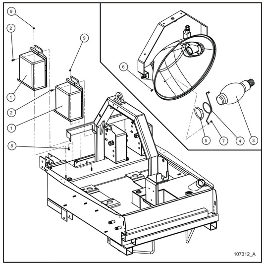 1000W Lamps with 60Hz 120V Ballasts Assembly Parts for Night Light NL5000 (0001NL500016 TO 9999NL500016) by Allmand