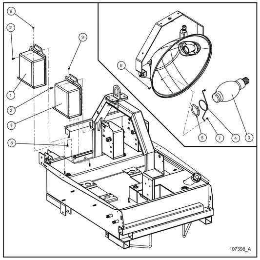 1000W Lamps with 50Hz 120V Ballasts Assembly Parts for Night Light NL5000 (0001NL500016 TO 9999NL500016) by Allmand