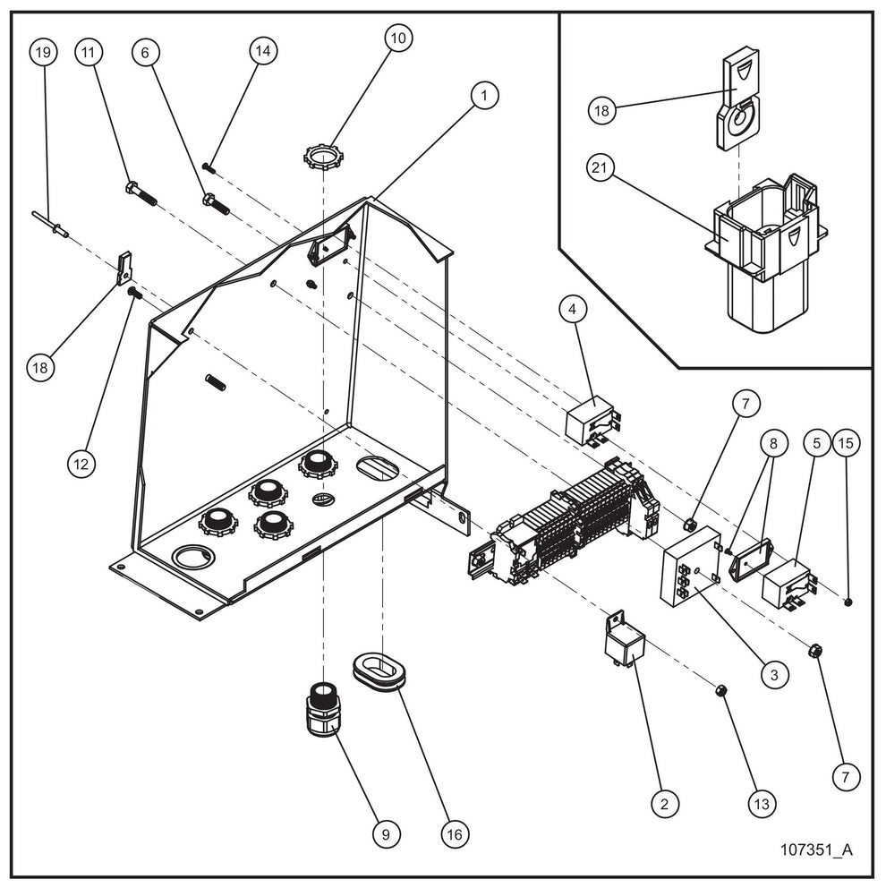 Component Box (1 of 2) Assembly Parts for Night Light NL5000 (0001NL500016 TO 9999NL500016) by Allmand