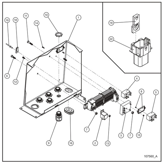Component Box w/ Twistlock (1 of 2) Assembly Parts for Night Light NL5000 (0001NL500016 TO 9999NL500016) by Allmand