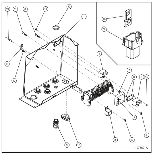 Component Box w/ 6/4 Cord and Twistlock (1 of 2) Assembly Parts for Night Light NL5000 (0001NL500016 TO 9999NL500016) by Allmand