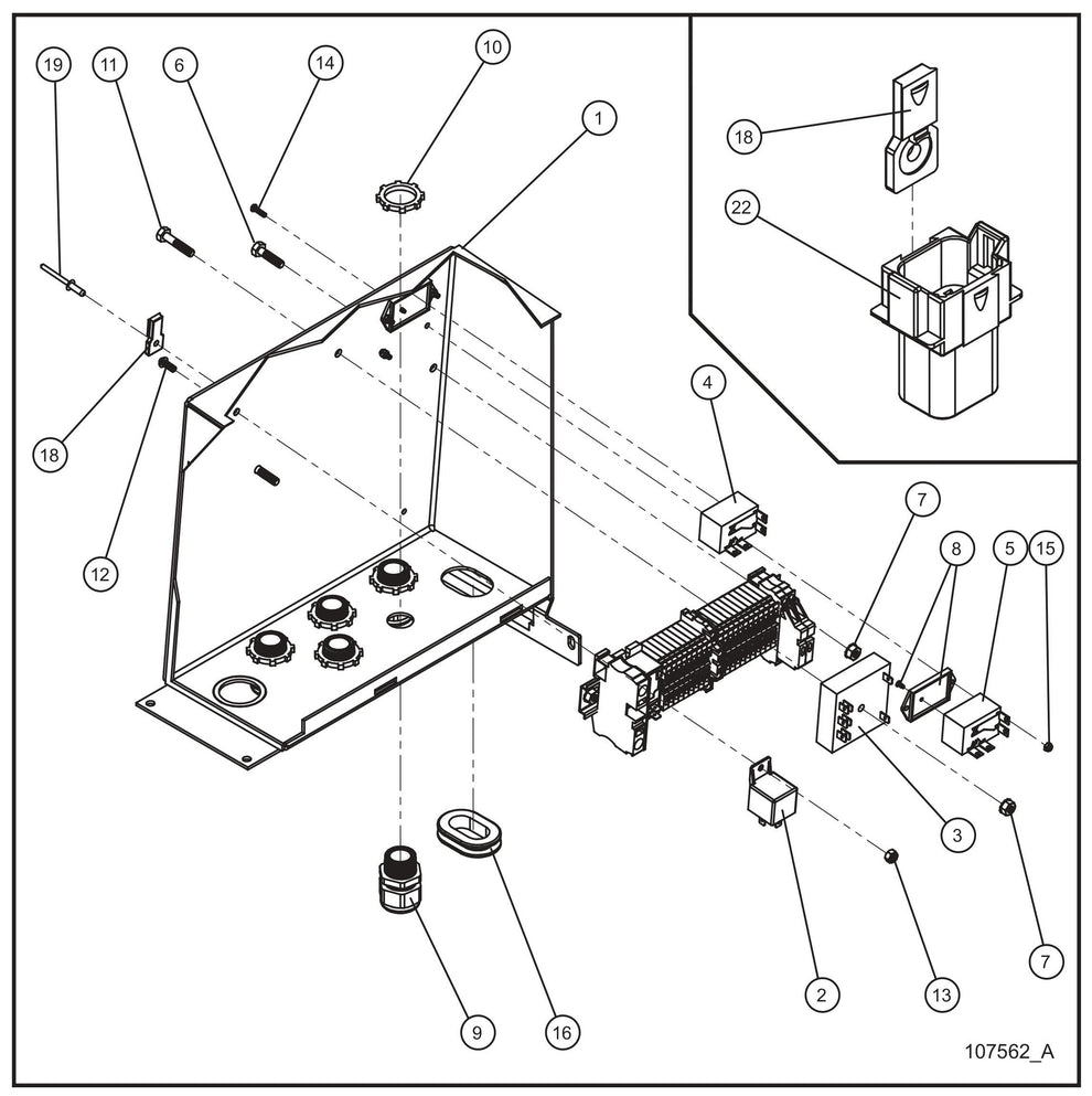 Component Box w/ 6/4 Cord and Twistlock (1 of 2) Assembly Parts for Night Light NL5000 (0001NL500016 TO 9999NL500016) by Allmand