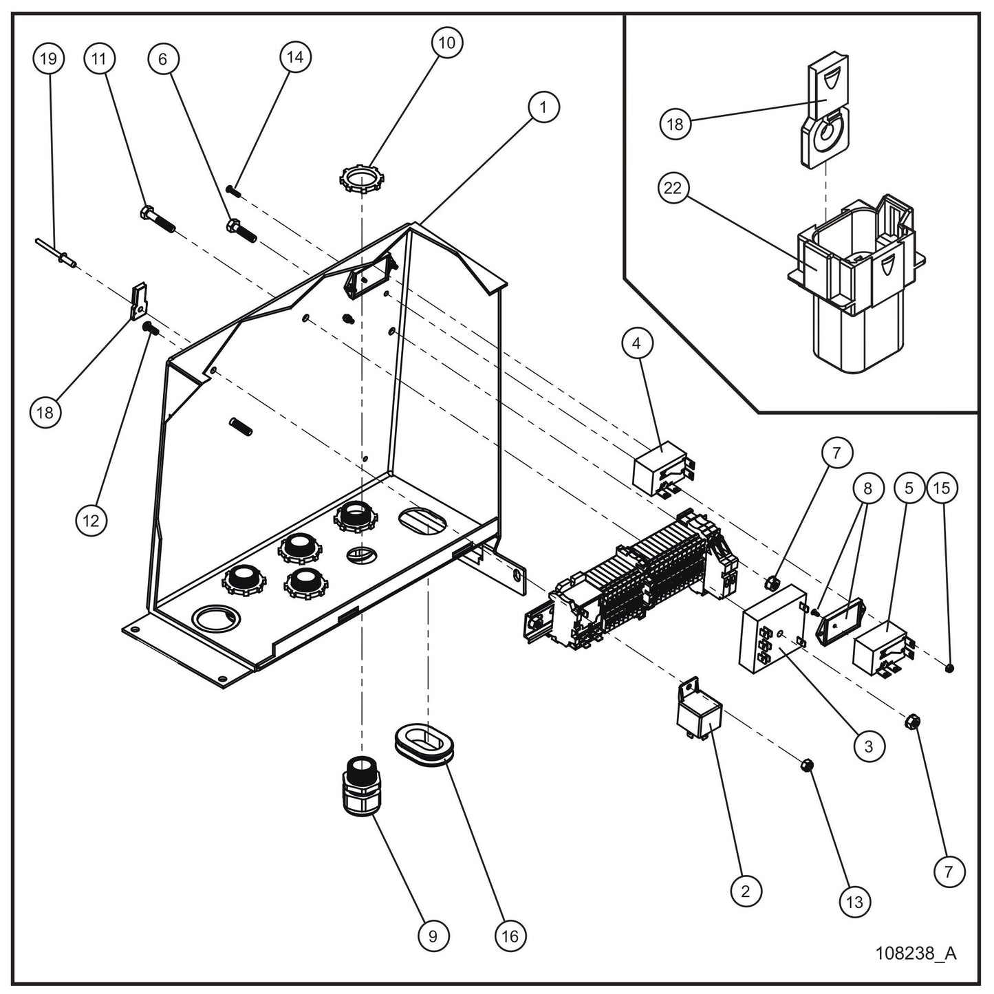 Component Box International (1 of 2) Assembly Parts for Night Light NL5000 (0001NL500016 TO 9999NL500016) by Allmand