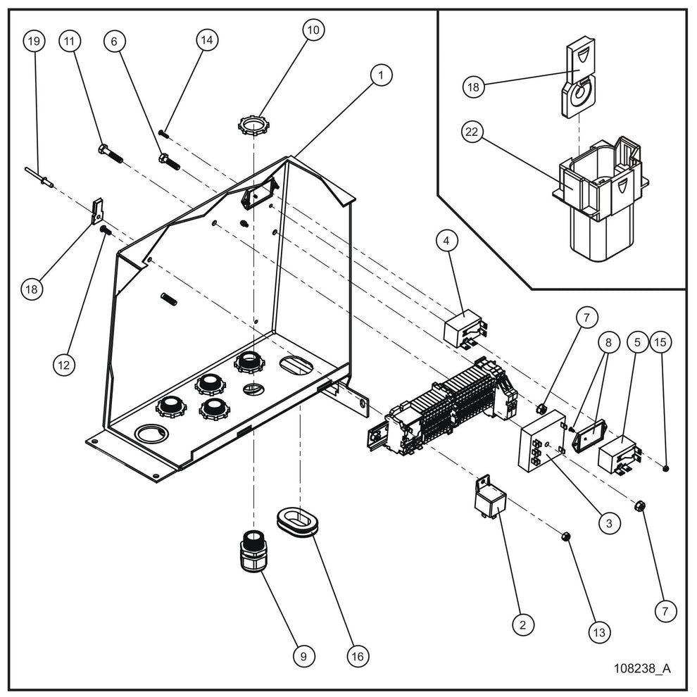 Component Box International (1 of 2) Assembly Parts for Night Light NL5000 (0001NL500016 TO 9999NL500016) by Allmand
